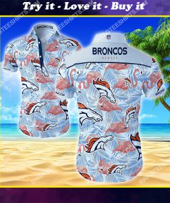 tropical flamingo and denver broncos summer hawaiian shirt