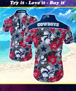 tropical flower dallas cowboys football team hawaiian shirt