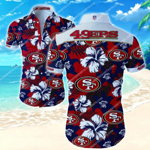 tropical flower san francisco 49ers all over print hawaiian shirt 2