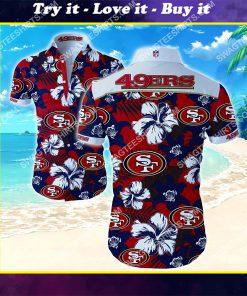 tropical flower san francisco 49ers all over print hawaiian shirt