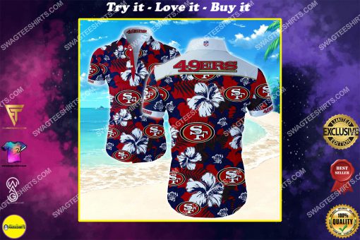 tropical flower san francisco 49ers all over print hawaiian shirt