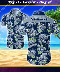 tropical flower seattle seahawks hawaiian shirt