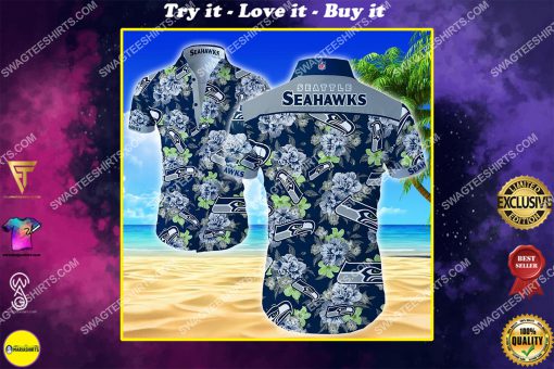 tropical flower seattle seahawks hawaiian shirt
