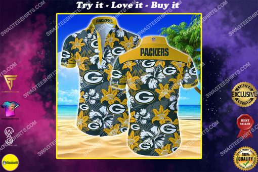 tropical green bay packers football team summer hawaiian shirt