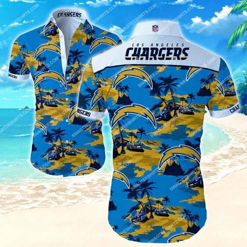 tropical los angeles chargers all over print hawaiian shirt 2