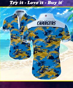 tropical los angeles chargers all over print hawaiian shirt