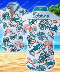 tropical miami dolphins all over print hawaiian shirt 2