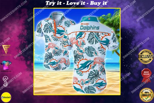 tropical miami dolphins all over print hawaiian shirt