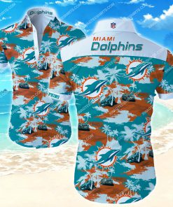 tropical miami dolphins football all over print hawaiian shirt 2