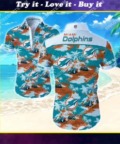 tropical miami dolphins football all over print hawaiian shirt