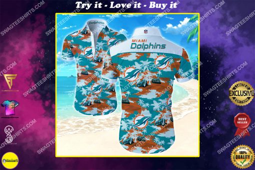 tropical miami dolphins football all over print hawaiian shirt