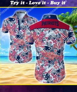 tropical new england patriots floral hawaiian shirt