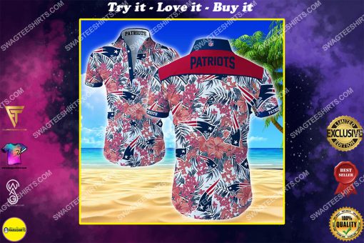 tropical new england patriots floral hawaiian shirt