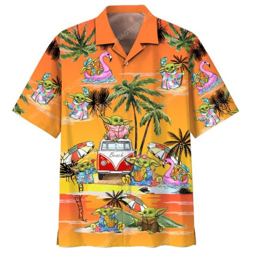 Baby yoda on the beach summer time hawaiian shirt 1 - Copy (2)