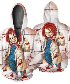 Chucky doll child's play horror movie halloween day zip hoodie 1