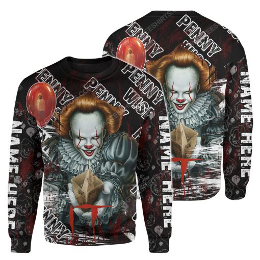 Custom it pennywise horror movie for halloween night sweatshirt 1