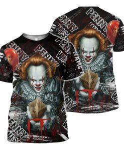 Custom it pennywise horror movie for halloween night tshirt 1