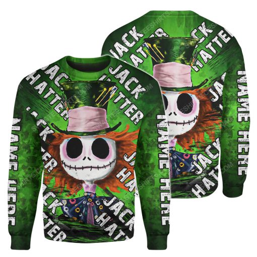Custom jack skellington mad hatter halloween day sweater 1