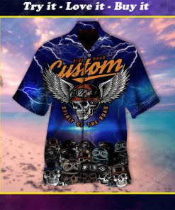 Custom name skull biker summer vacation hawaiian shirt