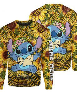 Custom name sunflower and stitch disney cartoon sweatshirt 1