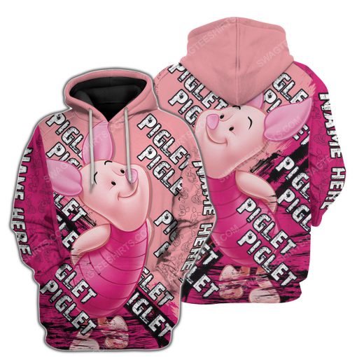Custom name winnie the pooh and piglet disney cartoon hoodie 1