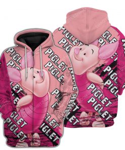 Custom name winnie the pooh and piglet disney cartoon zip hoodie 1