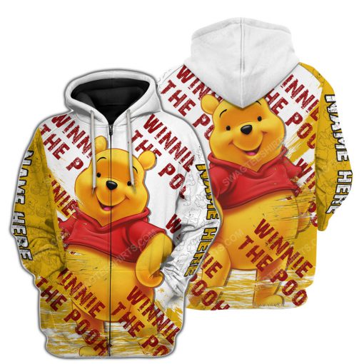 Custom name winnie the pooh and pooh disney cartoon zip hoodie 1