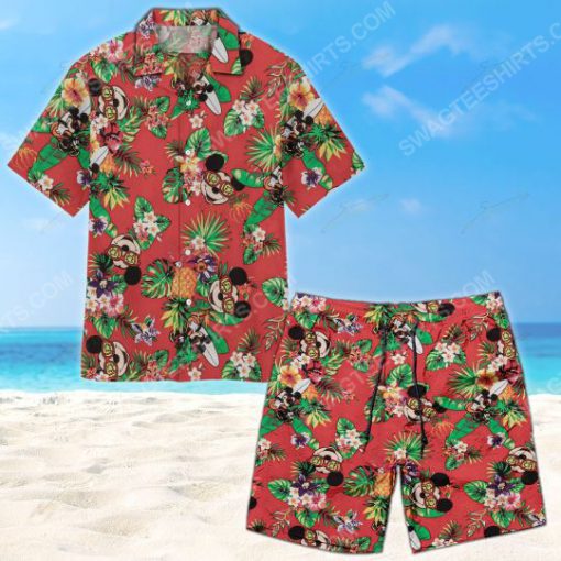 Floral mickey mouse with glasses summer vacation beach short 1