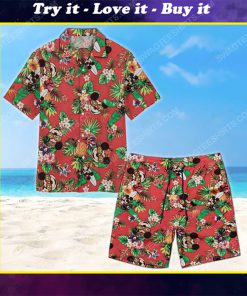 Floral mickey mouse with glasses summer vacation hawaiian shirt