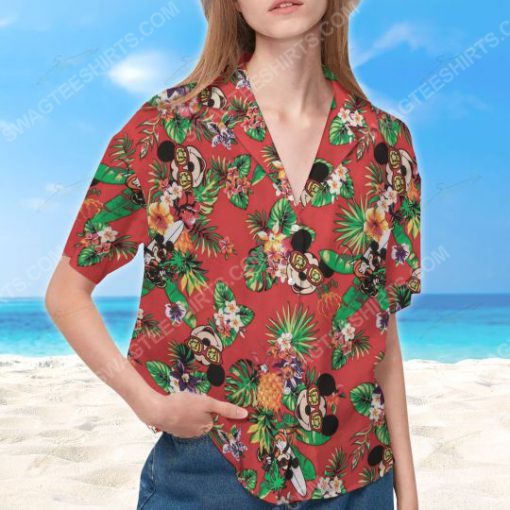 Floral mickey mouse with glasses summer vacation hawaiian shirt 3(1)