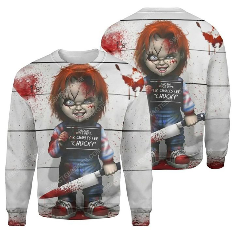 Halloween night chucky doll child's play blood full printing sweatshirt 1