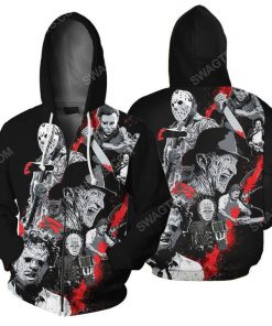 Halloween night horror movie villains full printing zip hoodie 1
