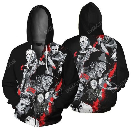 Halloween night horror movie villains full printing zip hoodie 1