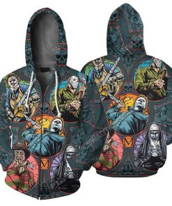 Halloween night horror movies characters full printing zip hoodie 1