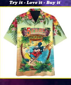 It's 5 o'clock somewhere beach bar mickey mouse hawaiian shirt