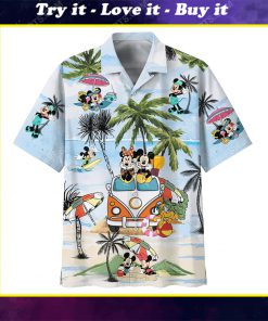 Mickey mouse and minnie mouse summer time hawaiian shirt