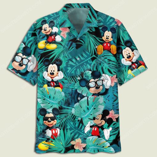 Mickey mouse flowers and leaves summer time hawaiian shirt 2(1)