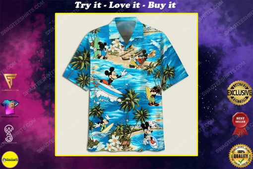 Mickey mouse surfing summer time hawaiian shirt