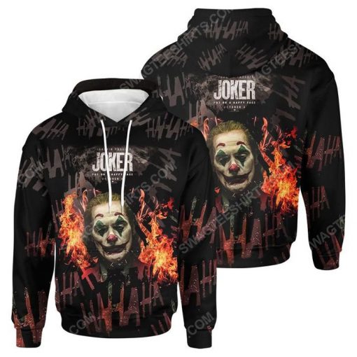 Put on a happy face joker halloween day all over print hoodie 1
