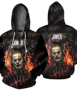 Put on a happy face joker halloween day all over print zip hoodie 1