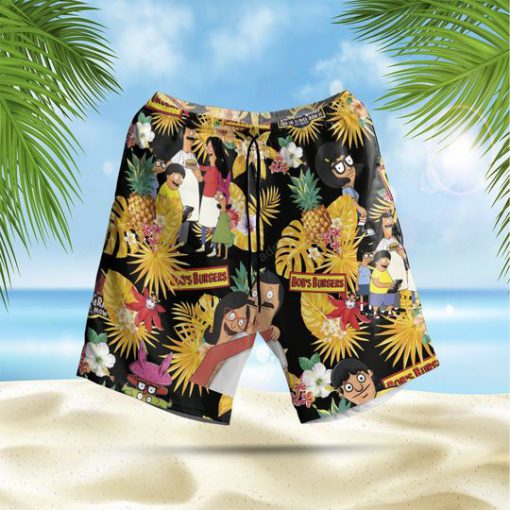 The bob's burgers tv show summer party all over print hawaiian shorts