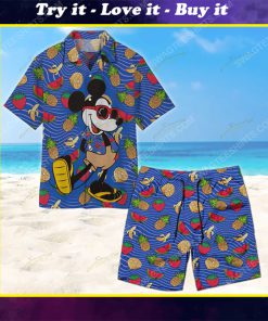 Tropical fruit mickey mouse summer vacation hawaiian shirt