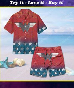 Tropical wonder woman summer vacation hawaiian shirt