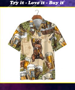 bear and beer summer party all over print hawaiian shirt