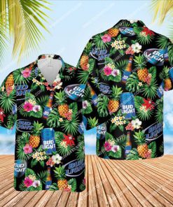 bud light beer aloha tropical all over print hawaiian shirt 1