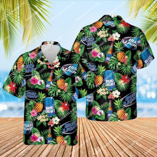 bud light beer aloha tropical all over print hawaiian shirt 1 - Copy