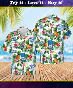bud light beer and summer party all over print hawaiian shirt