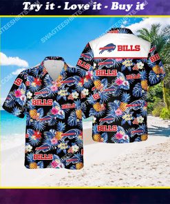 buffalo bills football and flower tropical all over print hawaiian shirt