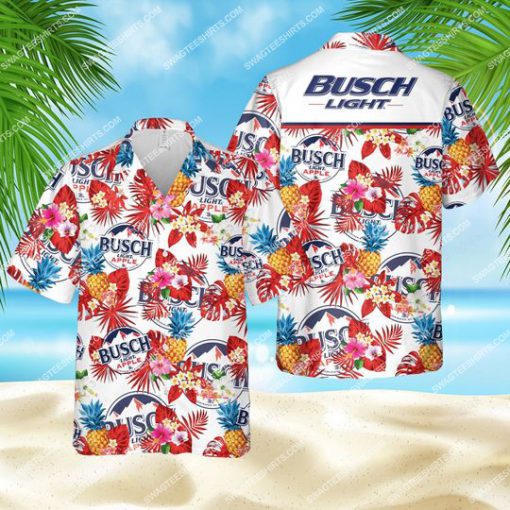 busch light apple beer summer tropical all over print hawaiian shirt 1