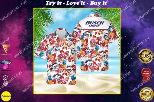 busch light apple beer summer tropical all over print hawaiian shirt